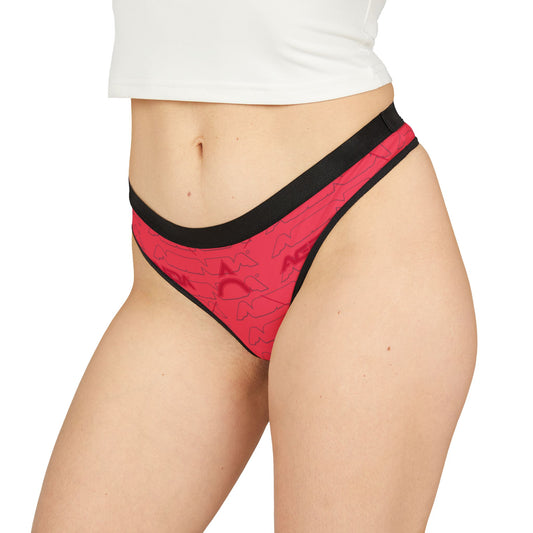 Trendy Women's Thongs - Bold Red Graphic Design