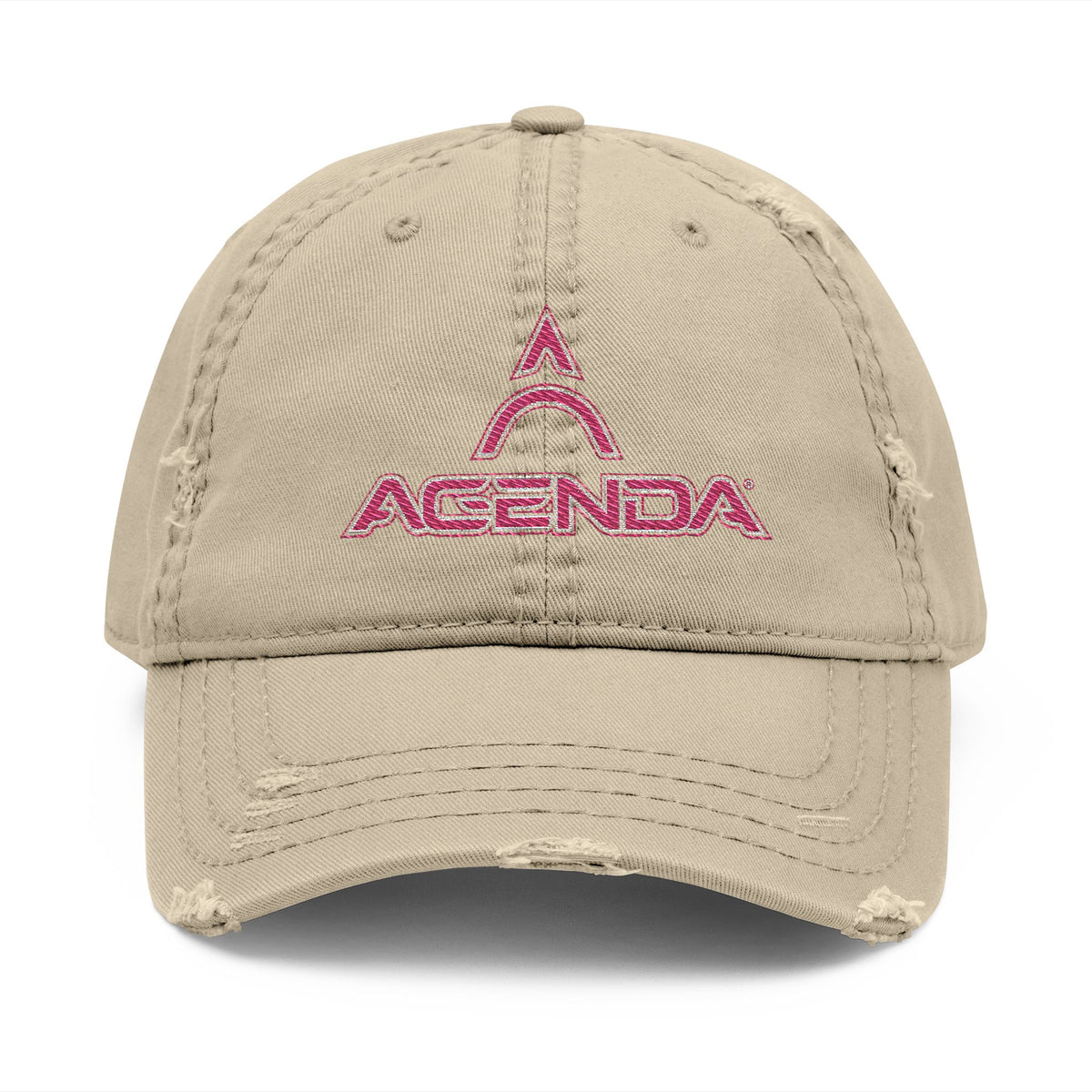Distressed Dad Hat with AGCENDA Embroidery - Casual Everyday Cap
