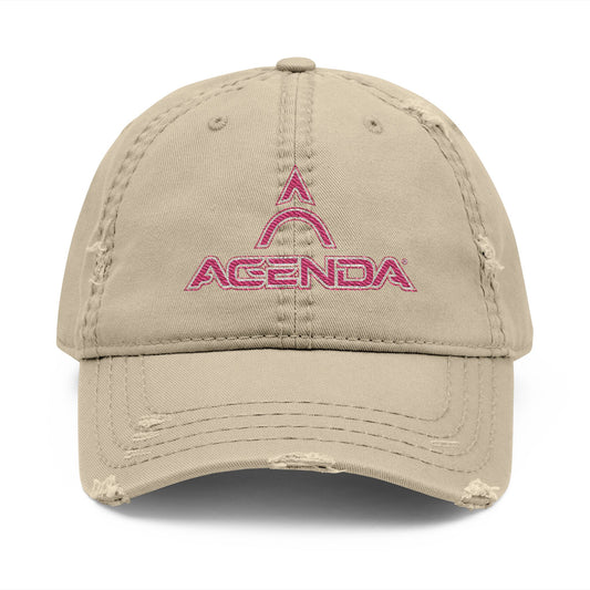 Distressed Dad Hat with AGCENDA Embroidery - Casual Everyday Cap